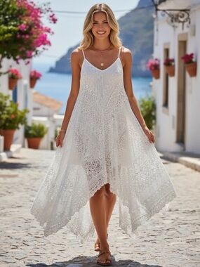 MADE IN ITALY 🇮🇹 Crochet Lace V-Neck Summer Dress MULTIPLE COLOR LISTING